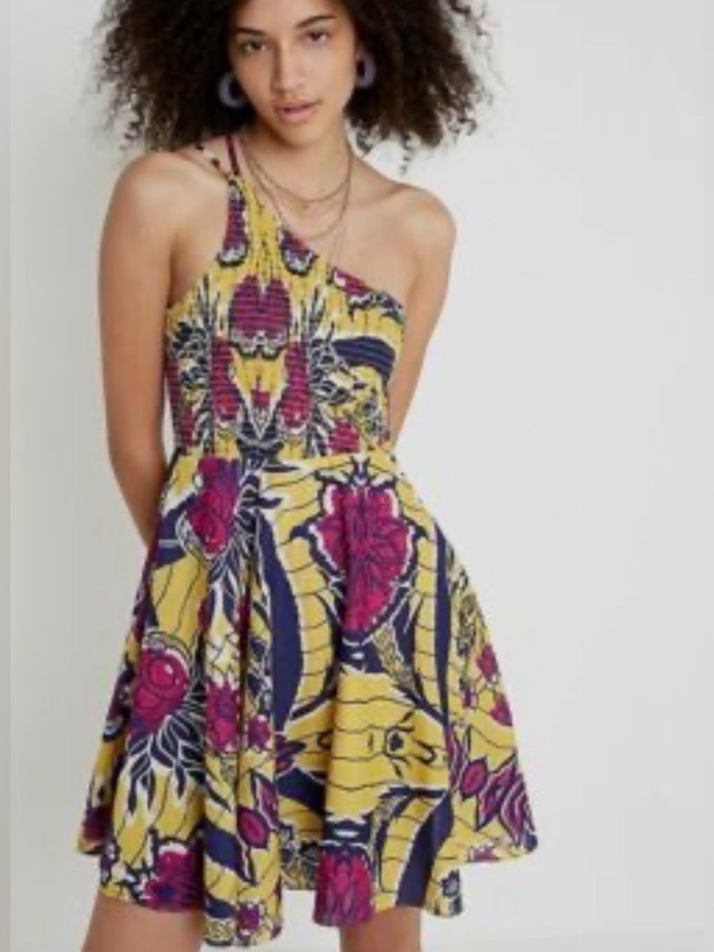 Urban Outfitters UO Dahlia Asymmetrical Smocked Mini Dress Size Medium